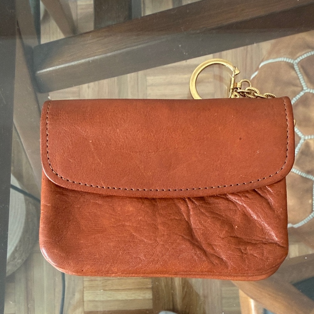 VIntage Rolfs Burnt Orange Suede Wallet with Orange Zip Accent